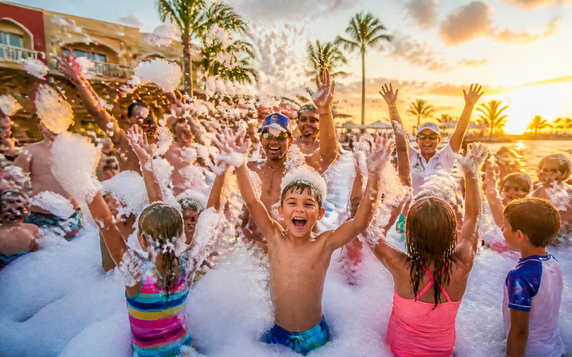 Foam party at a resort
